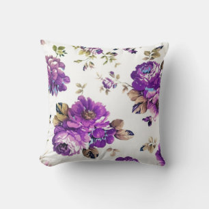 Coussin Motif floral violet