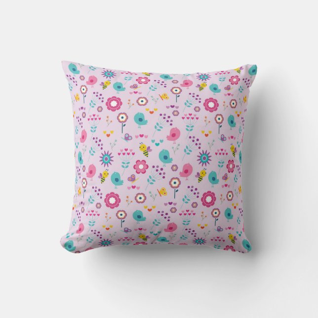 Coussin Motif Floral Violet mou Pastel Jeu d'oreiller (Recto)