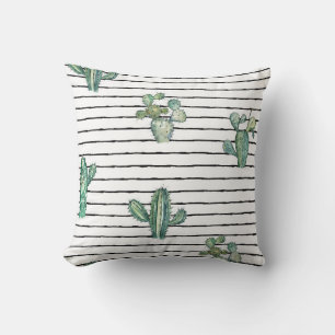 Coussin Motif fluide cactus aquarelle