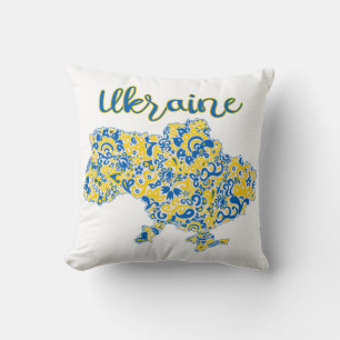 Coussin Motif folklorique et typographie ukrainienne
