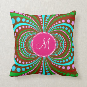 Coussin Motif génial de cool de monogramme de roses indien
