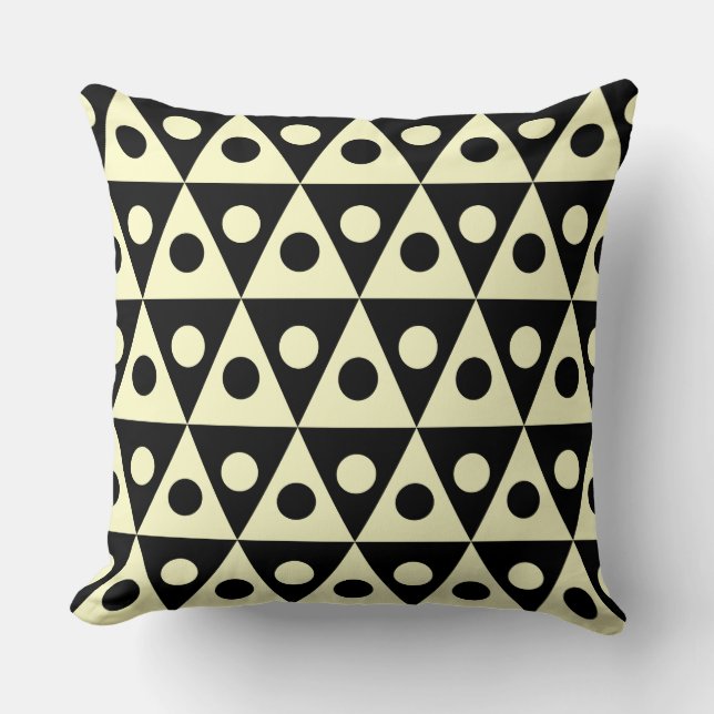 Coussin Motif géométrique 260514 - Jaune pâle sur noir (Recto)