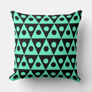 Coussin Motif géométrique 260514 - Turquoise sur noir