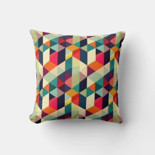 Coussin motif géométrique 3D RETRO couleur du milieu du si