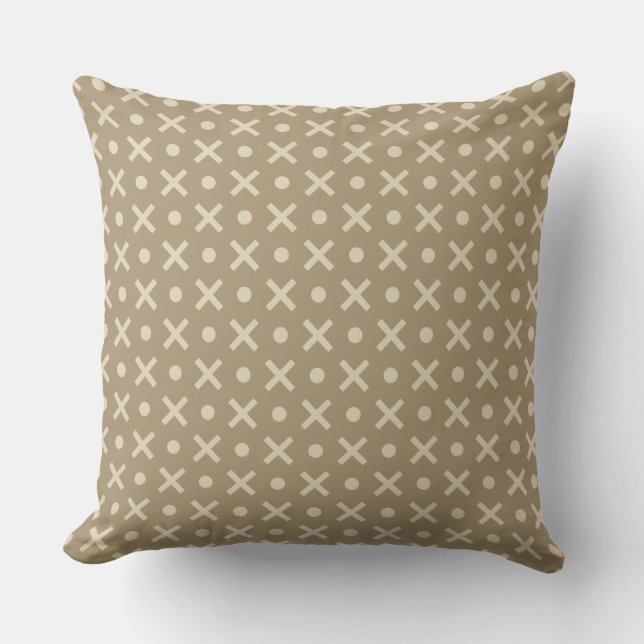 Coussin Motif géométrique à pois et croix beige (Recto)