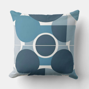 Coussin Motif géométrique abstrait bleu et blanc