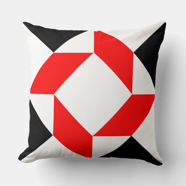 Coussin Motif géométrique abstrait noir rouge (Recto)