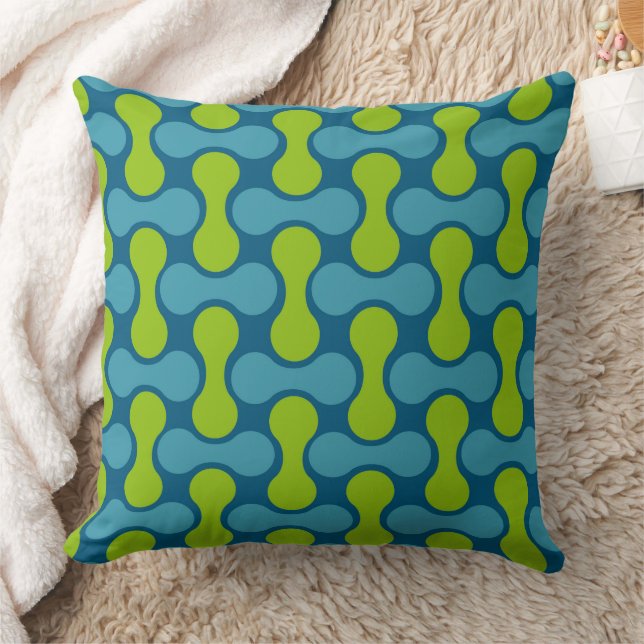 Coussin Motif géométrique Abstrait rétro en bleu et vert (Couverture)