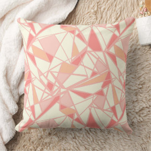 Coussin Motif géométrique abstrait rose beige