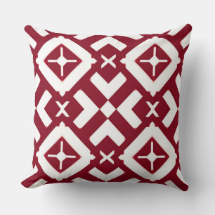 Coussin Motif géométrique abstrait rouge et blanc