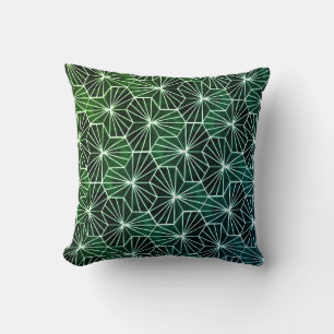 Coussin Motif géométrique Art déco moderne vert blanc