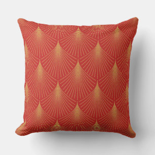 Coussin Motif géométrique Art déco Or En Rouge