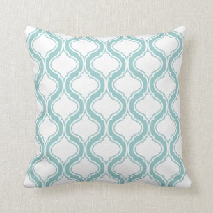 Coussin Motif géométrique blanc et bleu clair