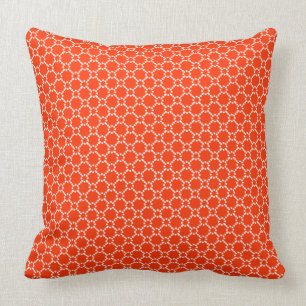 Coussin Motif Géométrique Blanc Et Orange