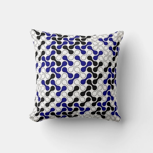 Coussin Motif géométrique bleu bleu bleu noir blanc (Recto)