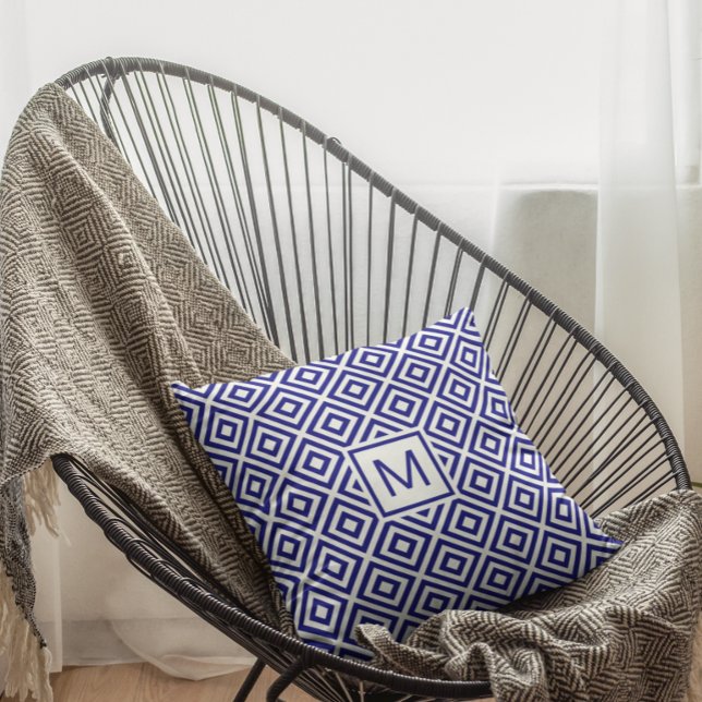 Coussin Motif géométrique bleu marine moderne (Créateur téléchargé)