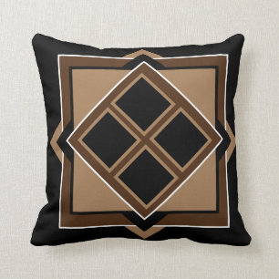 Coussin Motif géométrique Brown et noir