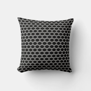 Coussin Motif géométrique circulaire Abstrait gris sur noi