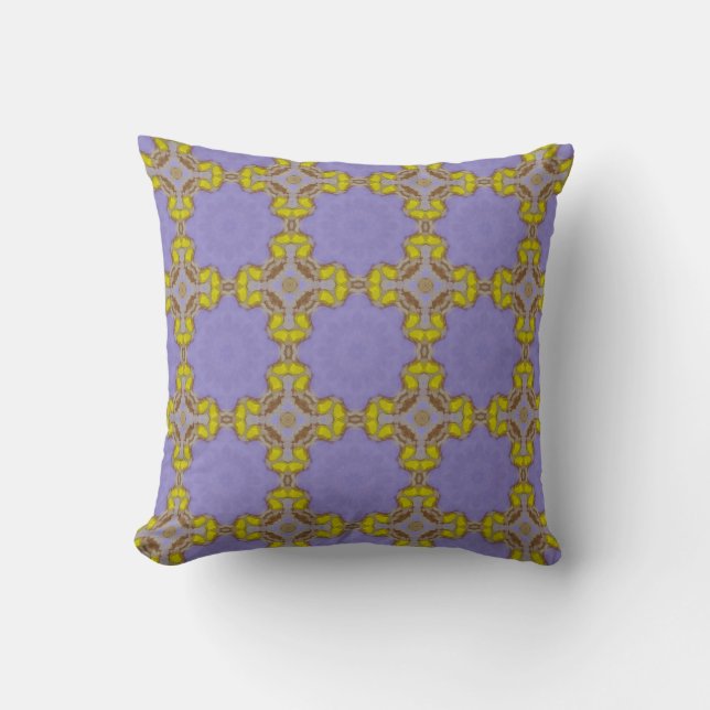 Coussin Motif géométrique croisé jaune (Recto)