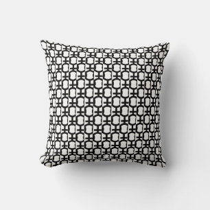 Coussin Motif géométrique de cercle moderne en noir et bla