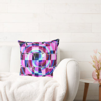 Coussin Motif géométrique des Carrés Abstraits rose pourpr