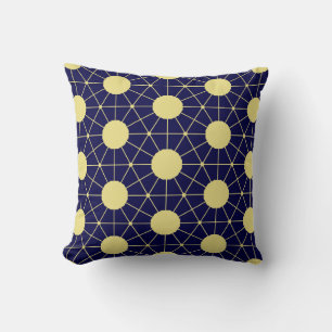Coussin Motif géométrique élégant en carreaux de navy et o