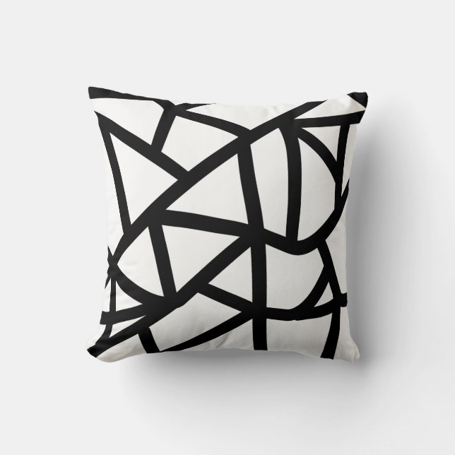 Coussin motif géométrique en dentelle noire (Recto)