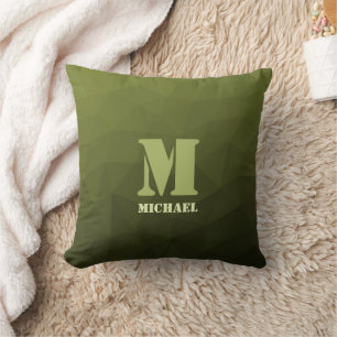 Coussin Motif géométrique en maille de vert olive de l'arm
