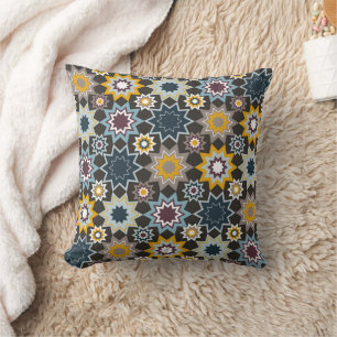 Coussin Motif géométrique étoilé marocain Blue Marrakech