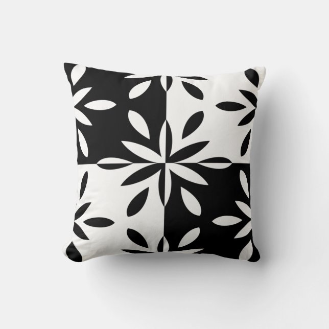 Coussin Motif géométrique graphique noir et blanc (Recto)