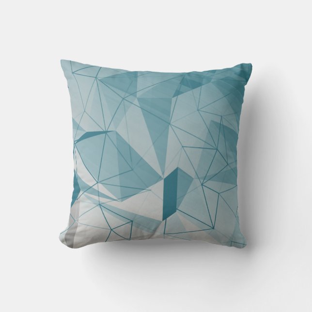 Coussin Motif géométrique gris et blanc turquoise (Recto)