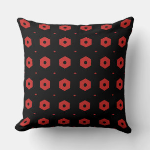 Coussin Motif géométrique Hexagon noir et rouge