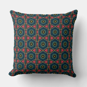 Coussin Motif géométrique Hexagonal Floral vibrant