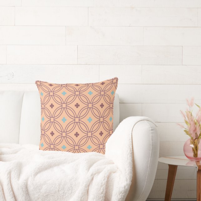 Coussin Motif géométrique interversible rose et bleu rétro (Canapé)