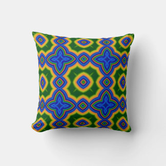 Coussin Motif géométrique marocain abstrait bleu et vert