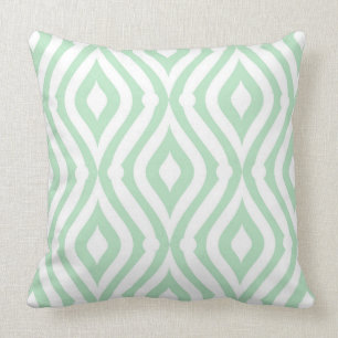 Coussin Motif Géométrique Mint Vert Et Blanc Sans Fil