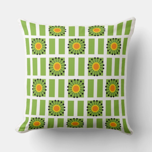Coussin Motif géométrique moderne Dandelion vert jaune (Recto)