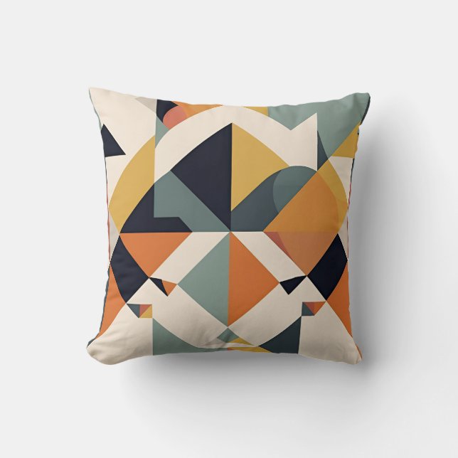 Coussin Motif géométrique moderne du milieu du siècle (Recto)