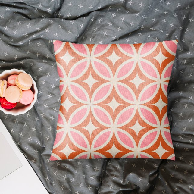 Coussin Motif géométrique moderne du milieu du siècle rose (Créateur téléchargé)