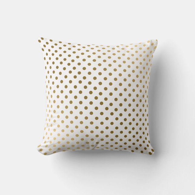 Coussin Motif géométrique moderne Gold & White Pois (Recto)