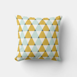 Coussin Motif géométrique moderne Mint Jaune Triangles