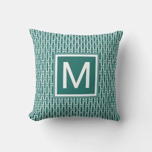 Coussin Motif géométrique moderne Monogramme Vert