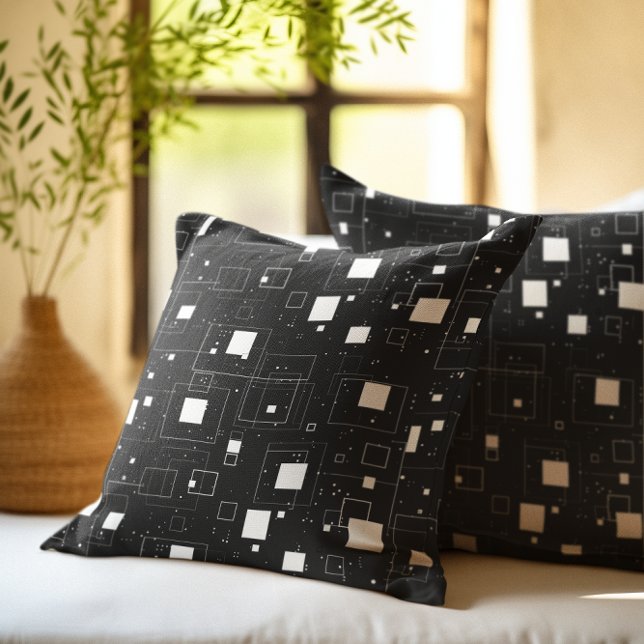 Coussin Motif géométrique noir et blanc (Créateur téléchargé)