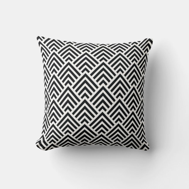 Coussin Motif géométrique noir et blanc élégant de Chevron (Recto)