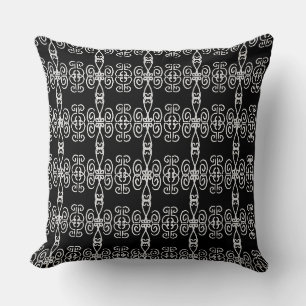 Coussin Motif géométrique noir et gris argenté