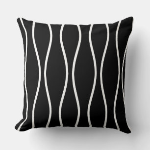 Coussin Motif géométrique ondulé abstrait sur fond noir