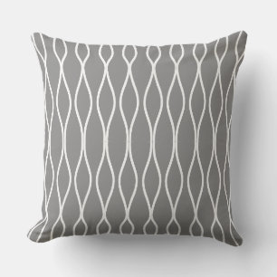 Coussin Motif géométrique ondulé abstrait sur gris argent
