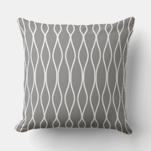 Coussin Motif géométrique ondulé abstrait sur gris argenté