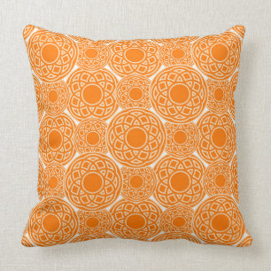 Coussin motif géométrique orange africain ethnique