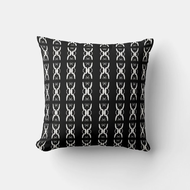 Coussin Motif géométrique ovale élégant en noir % blanc (Recto)
